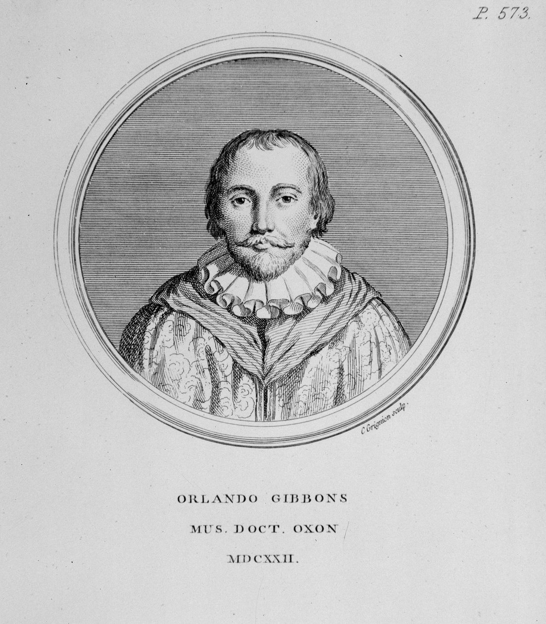 Orlando Gibbonsin (1583-1625) brittiläisen säveltäjän muotokuva tekijältä English School