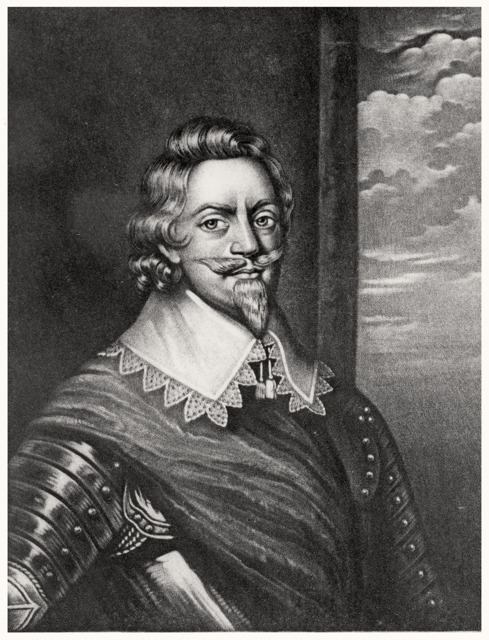 Patrick Ruthvenin, Brentfordin jaarlin (n. 1573-1651) muotokuva Richard Earlomin (1743-1822) ja Charles Turnerin (n. 1773-1857) kaiverrus teoksesta Illustrious Characters in British History (mezzotint) (bw-kuva) tekijältä English School