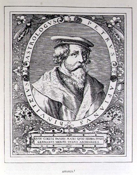 Petrus Apianuksen (1501-52) muotokuva Amerikan narratiivisesta ja kriittisestä historiasta, toimittanut Justin Winsor, Lontoo, 1886 tekijältä English School