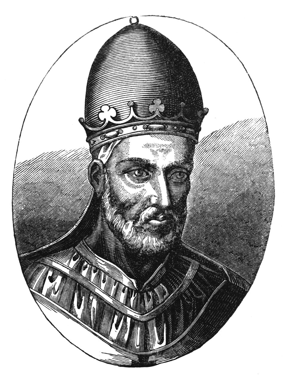 Paavi Honorius III:n (k. 1227) muotokuva kuvitus artikkelista "Tiede ja kirjallisuus keskiajalla ja renessanssilla", kirjoittanut ja kaivertanut Paul Lacroix, 1878 tekijältä English School