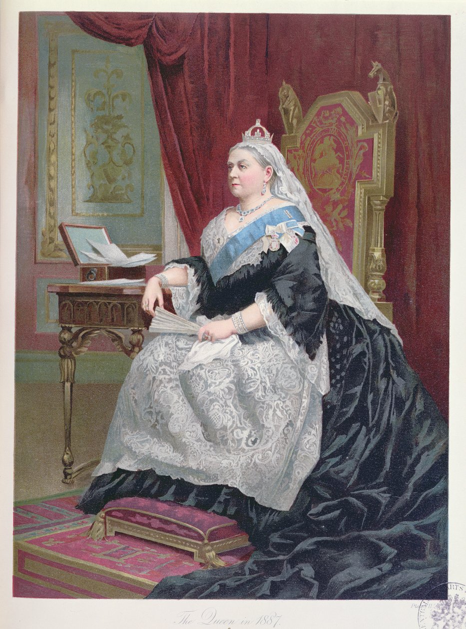 Muotokuva kuningatar Victoriasta (1819-1901) kultaisen juhlavuoden aikana vuonna 1887, 1887 tekijältä English School