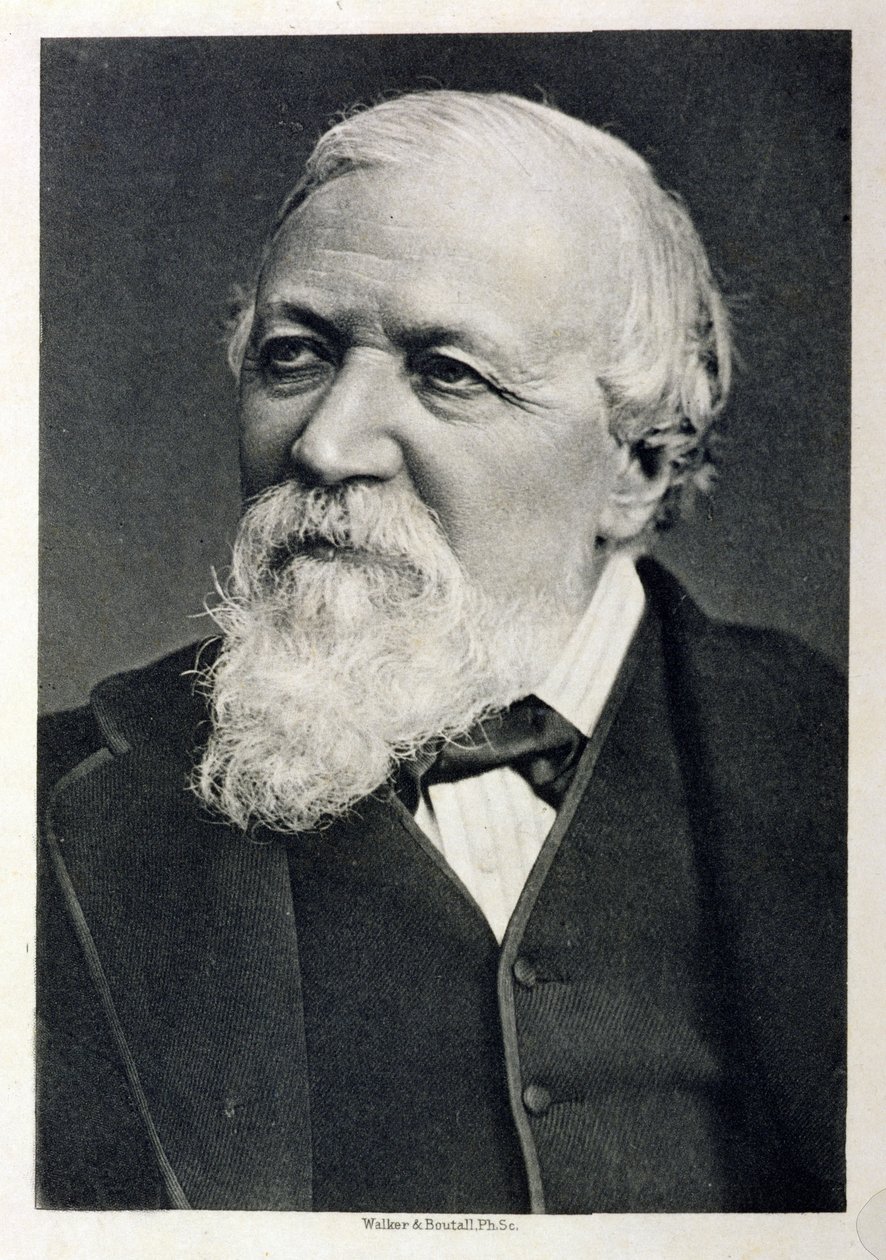 Robert Browningin (1812-89) muotokuva Fradellen ja Youngin valokuvasta, kaiverrus Walker ja Boutal, 1881 tekijältä English School