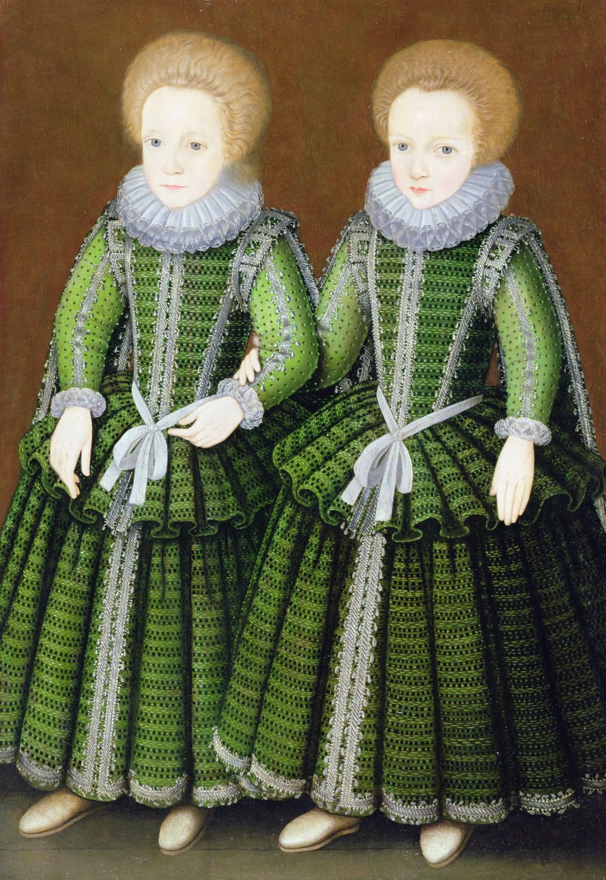 Sarah ja Elizabeth Poulettin muotokuva Hinton St. Georgesta, Somerset, n. 1600 tekijältä English School