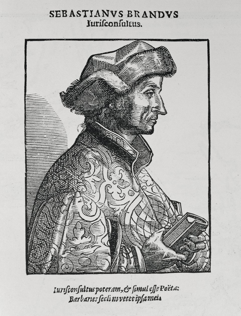 Muotokuva Sebastian Brantista (n. 1458-1521) julkaisusta The Narrative and Critical History of America, toimittanut Justin Winsor, Lontoo, 1886 tekijältä English School