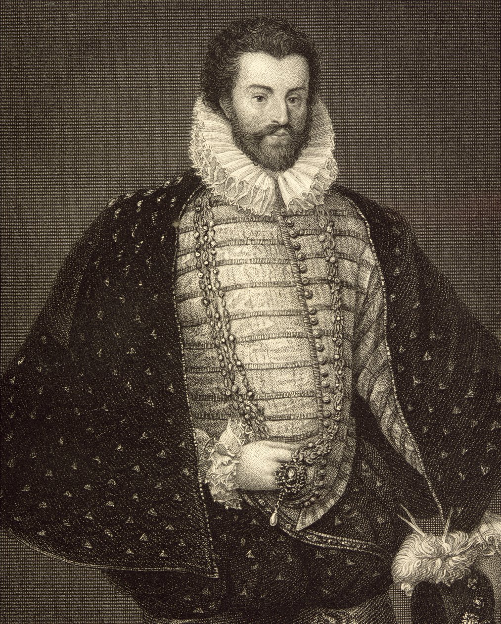 Sir Christopher Hattonin (1540-91) muotokuva "Lodge