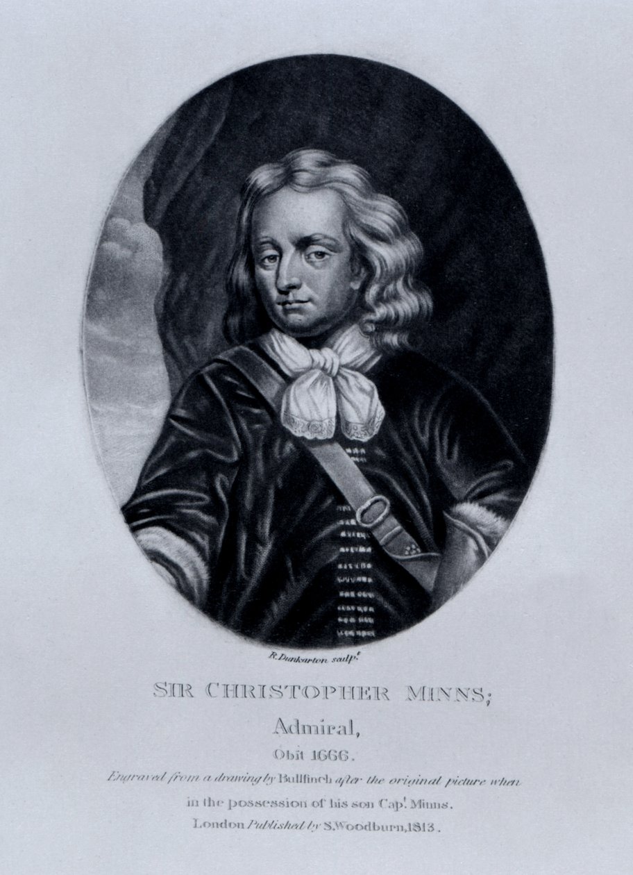 Sir Christopher Minnsin muotokuva, Richard Earlomin ja Charles Turnerin "Characters Illustrious in British History" -sarjasta, 1815 tekijältä English School