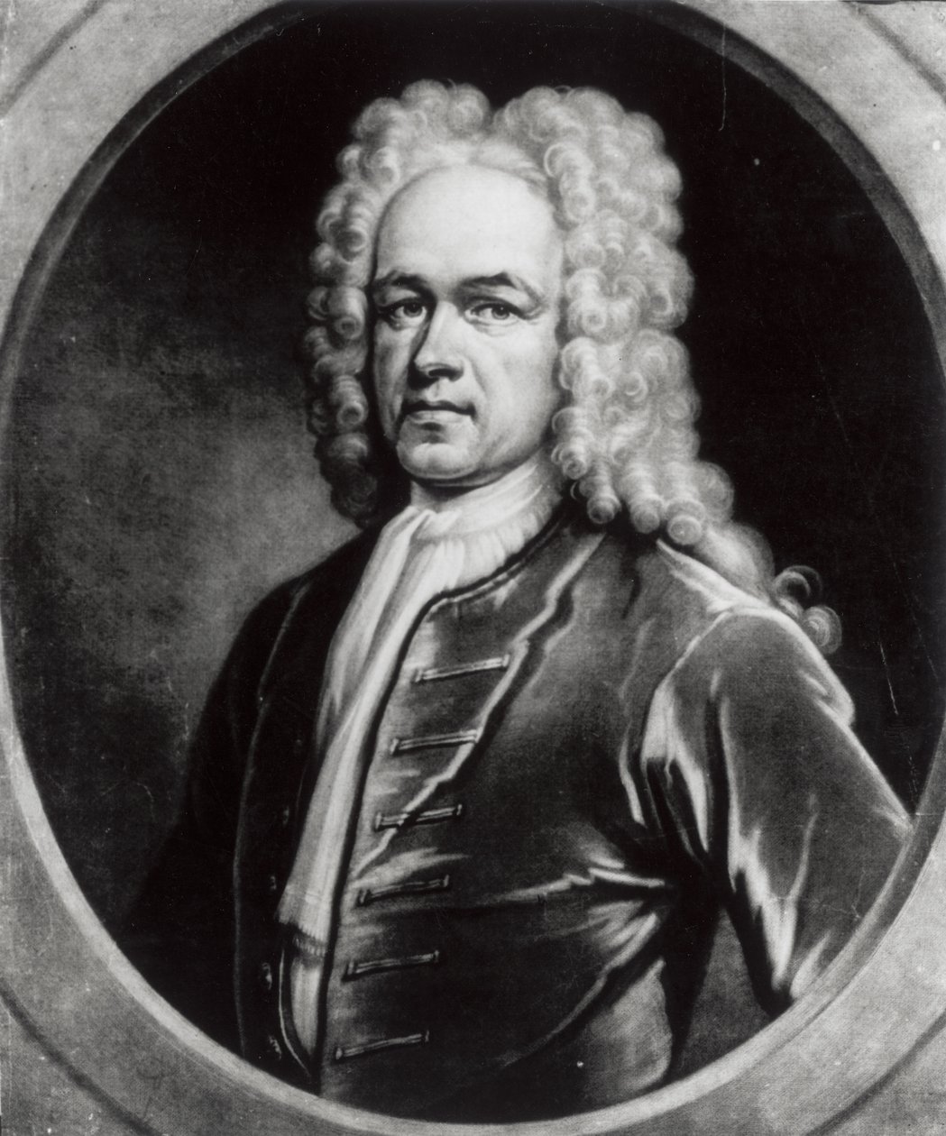 Sir John Bluntin (n.1665-1733) muotokuva (bw-kuva) tekijältä English School