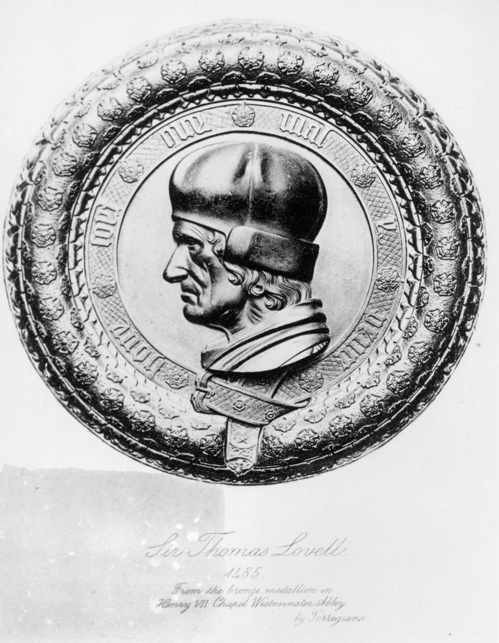 Muotokuva Sir Thomas Lovellista (k. 1524) vuonna 1485, pronssimitalonista Henry VII Chapel Westminster Abbeyssä Torregianon (litho) (mv. kuva) tekijältä English School
