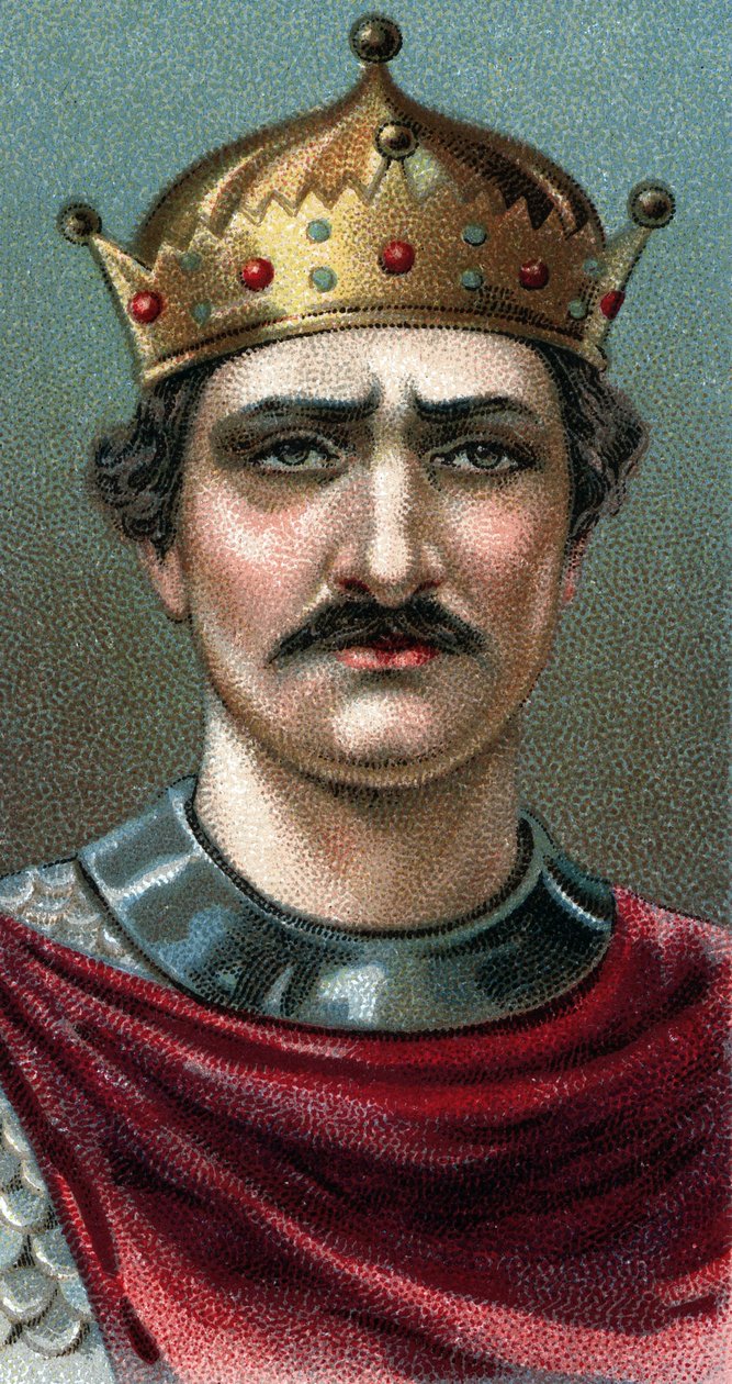 Muotokuva William I Valloittajasta (1027-1087), Normandian herttuasta ja Englannin ensimmäisestä normannikuninkaasta - sarjasta "" Miesten johtajat""" - Kromolitografia - Englantilainen koulu, 1900-luku - tekijältä English School