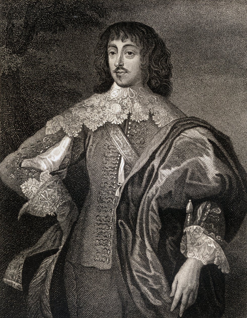 William Villiersin (1613-43) varakreivi Grandisonin muotokuva Lodges British Portraitsista, 1823 tekijältä English School