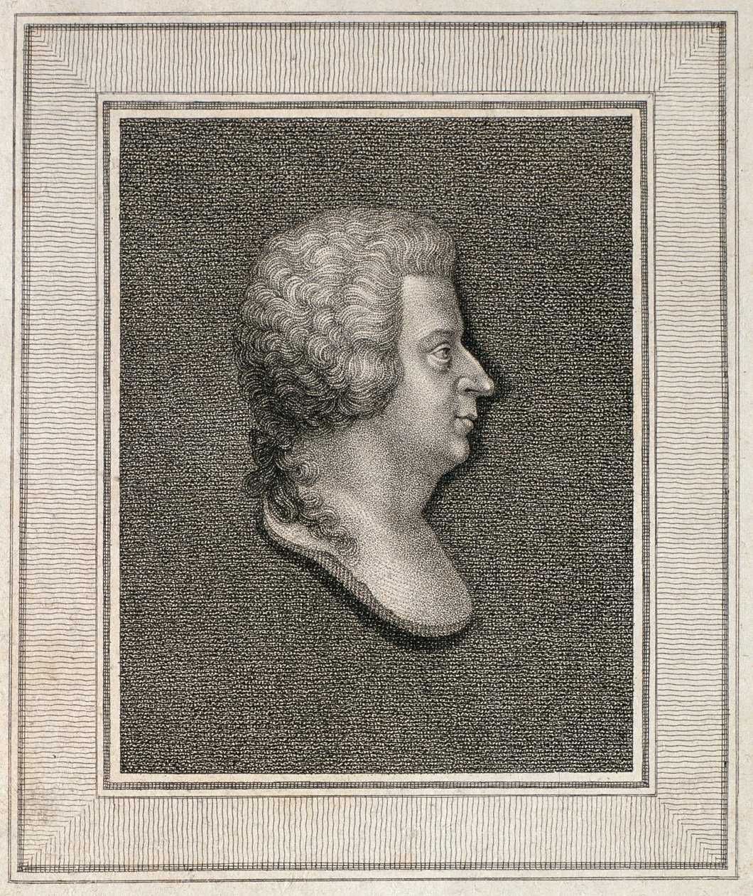 Wolfgang Amadeus Mozartin (1756-91) muotokuva, julkaistu vuonna 1814 tekijältä English School