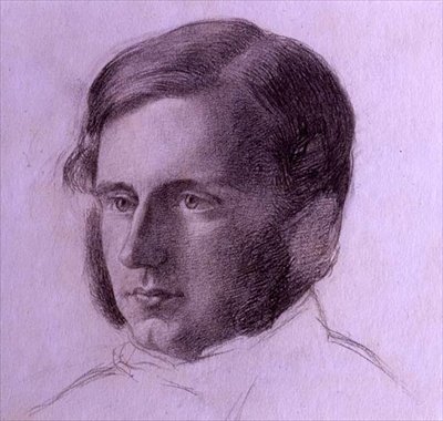 Gentlemanin muotokuva, n. 1840 (musta liitu paperille) tekijältä English School