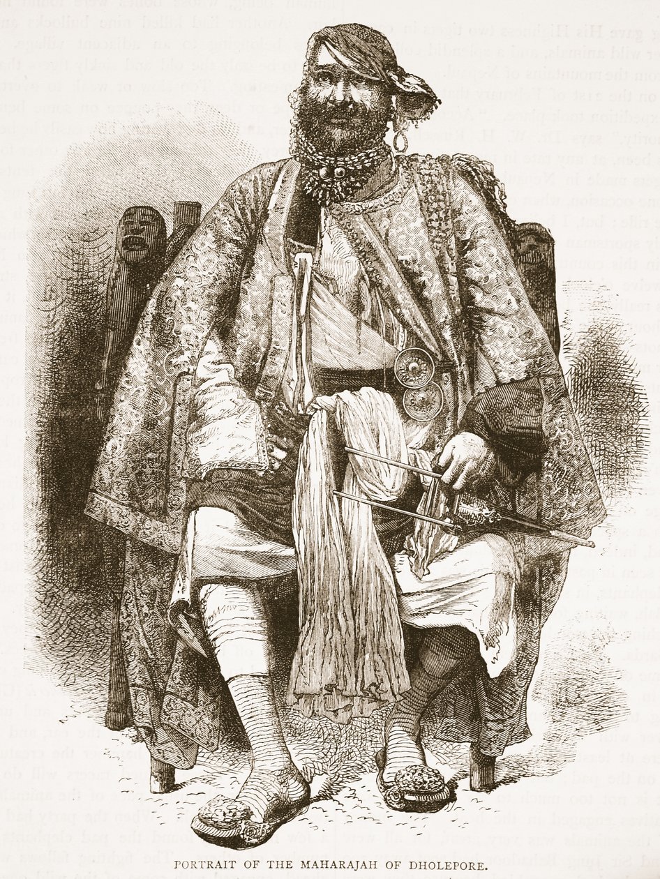 Dholeporen maharadajan muotokuva, kuvitus Cassells Illustrated History of Englandista tekijältä English School