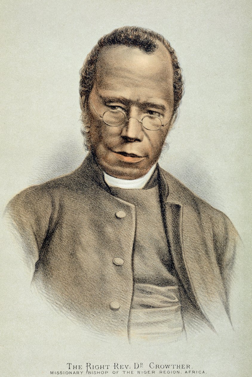 Oikean pastori, tohtori Samuel Adjai Crowtherin muotokuva (n. 1800-1891) (värinen lito) tekijältä English School