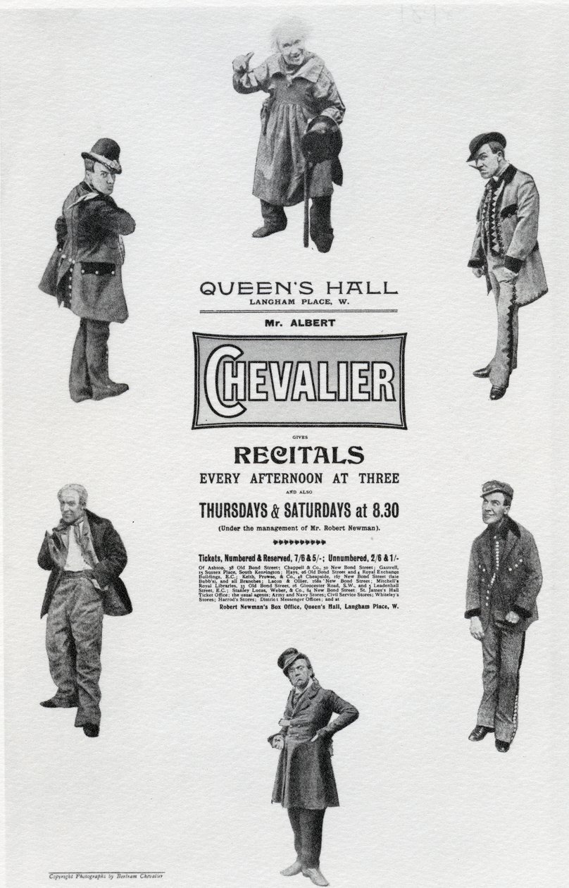 Juliste, joka mainostaa Albert Chevalierin esitystä Queen