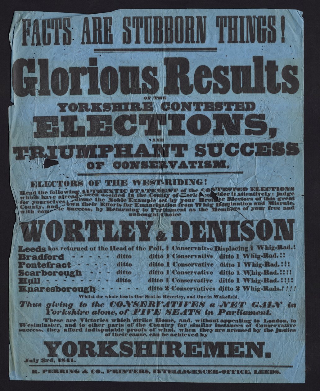Juliste, jolla juhlitaan konservatiiviehdokkaiden voittoa Yorkshiren parlamenttivaaleissa. tekijältä English School