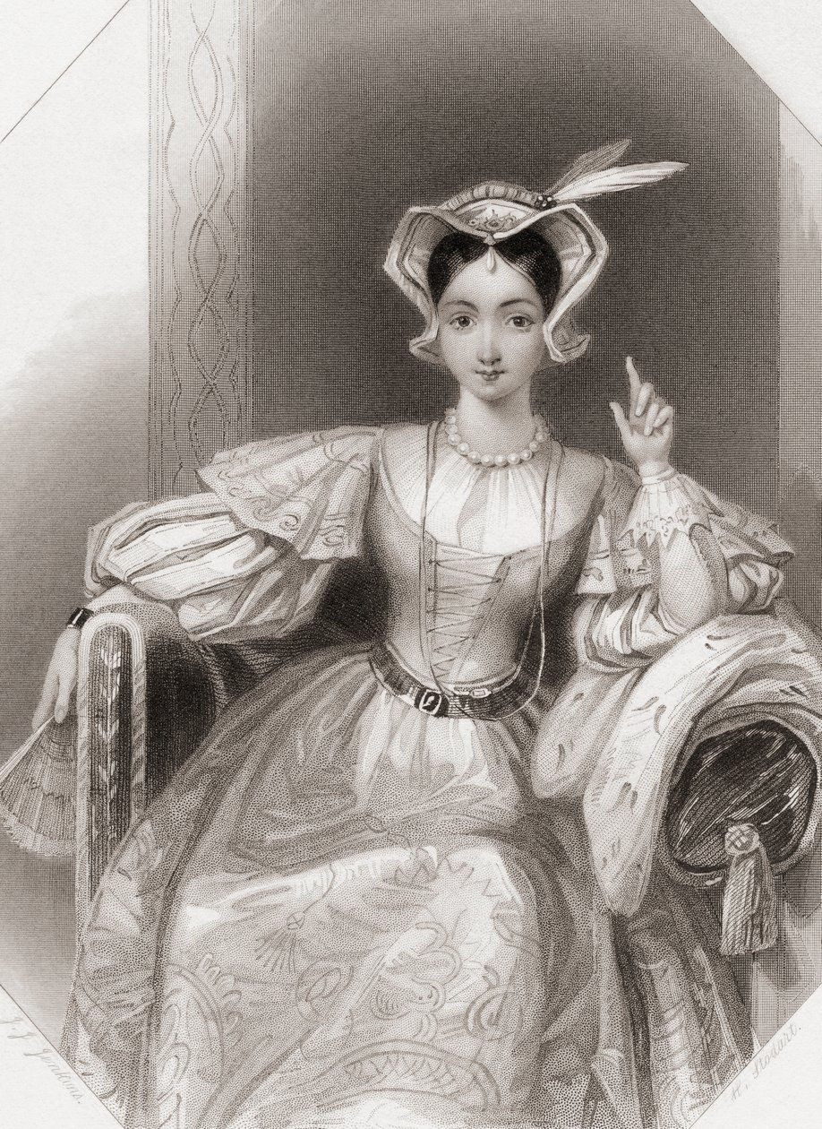 Prinsessa Katherine William Shakespearen "Kuningas Henry V:stä", kuvitus "Shakespeare Gallerysta", n. 1840 (kaiverrus) tekijältä English School