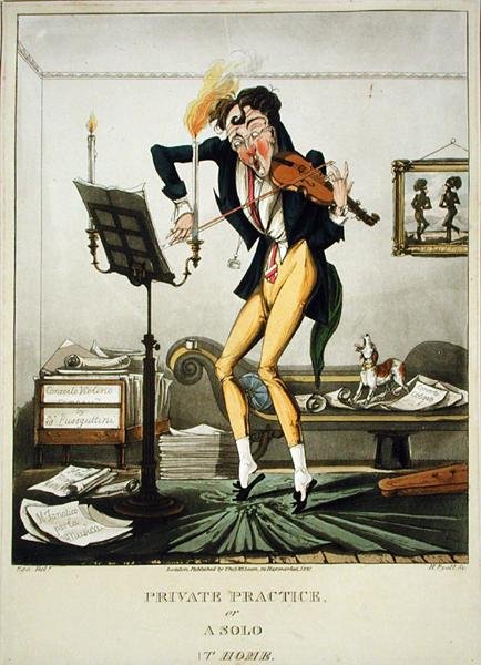 Private Practice tai A Solo at Home, kaiverrus Henry Pyall (1795-1833), julkaisija Thomas McLean, Lontoo tekijältä English School