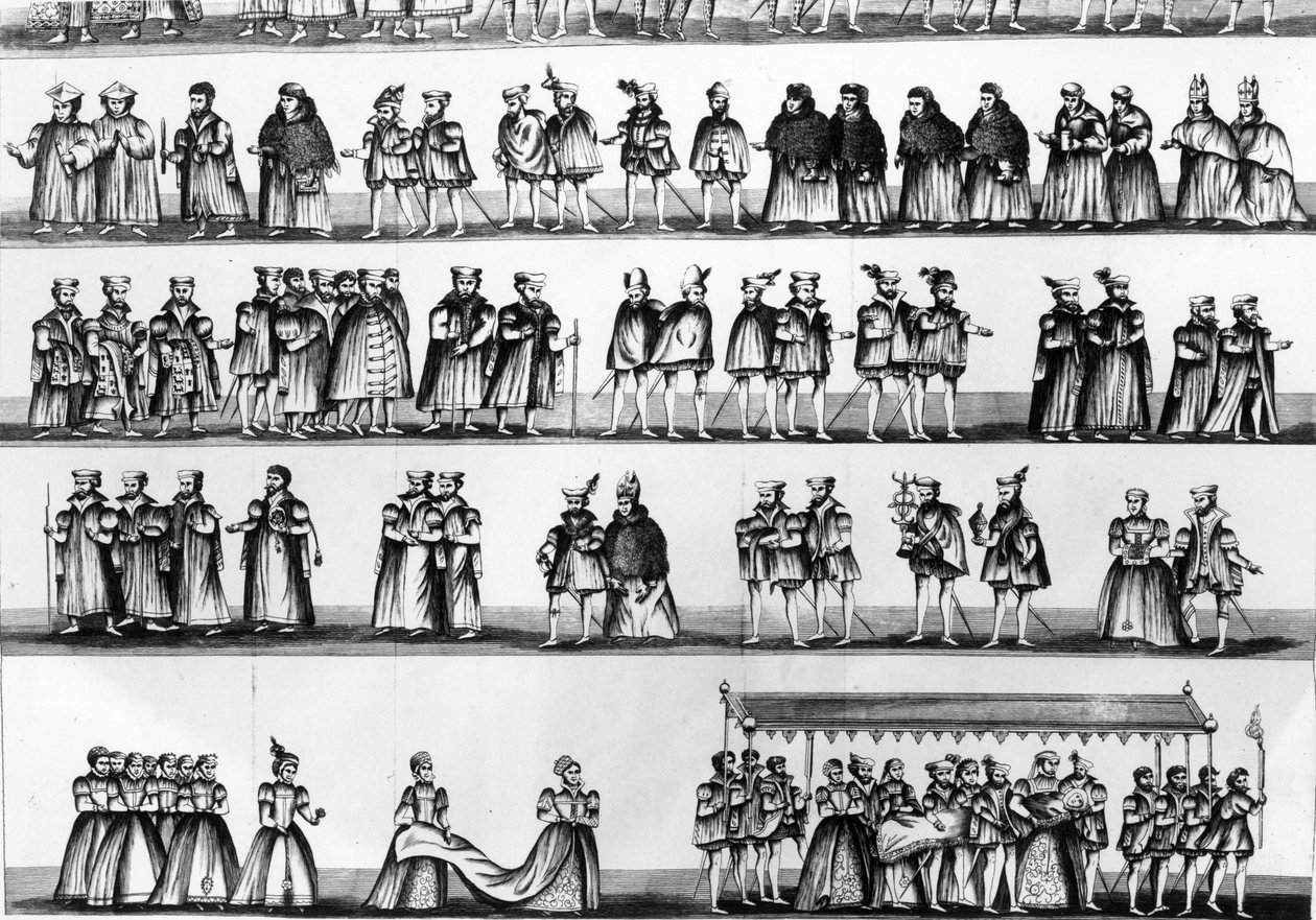 Kulkue prinssi Arthurin, Henrik VII:n pojan, ristiäisissä, kaiverrettu vuonna 1782 tekijältä English School