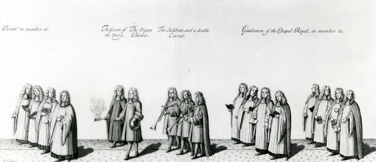 Kulkue Jaakob II:n kruunajaisissa 1687 tekijältä English School