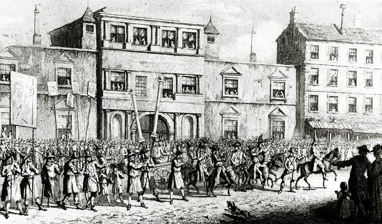 Vuoden 1741 kulkue Lontoossa, joka pilkkaa vapaamuurareita, 1843 tekijältä English School