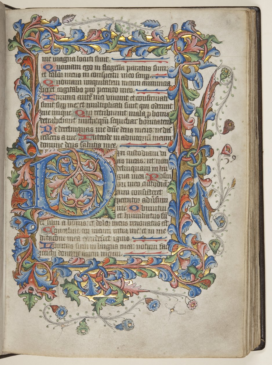Psalteri Sarumilla käyttökalenteri, n. 1425-1475 (mustetta, maalia ja kultaa velumilla) tekijältä English School