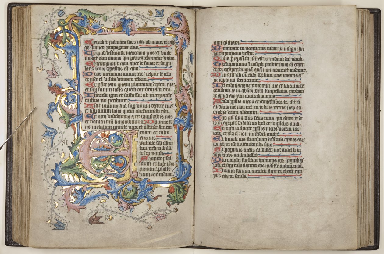 Psalteri ja Sarumin käyttökalenteri, n. 1425-1475 (mustetta, maalia ja kultaa velumilla) tekijältä English School