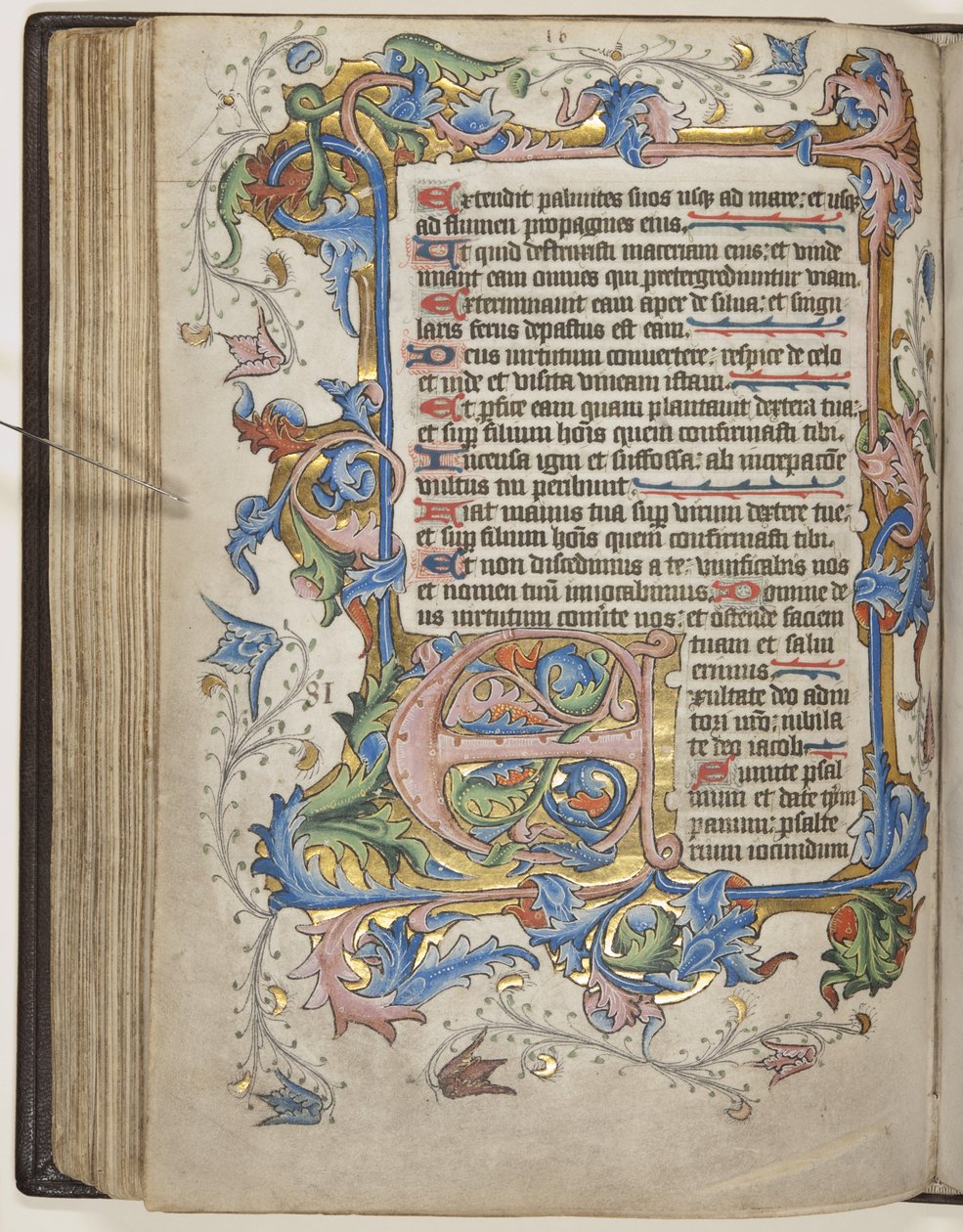 Psalteri ja Sarumin käyttökalenteri, n. 1425-1475 (mustetta, maalia ja kultaa velumilla) tekijältä English School