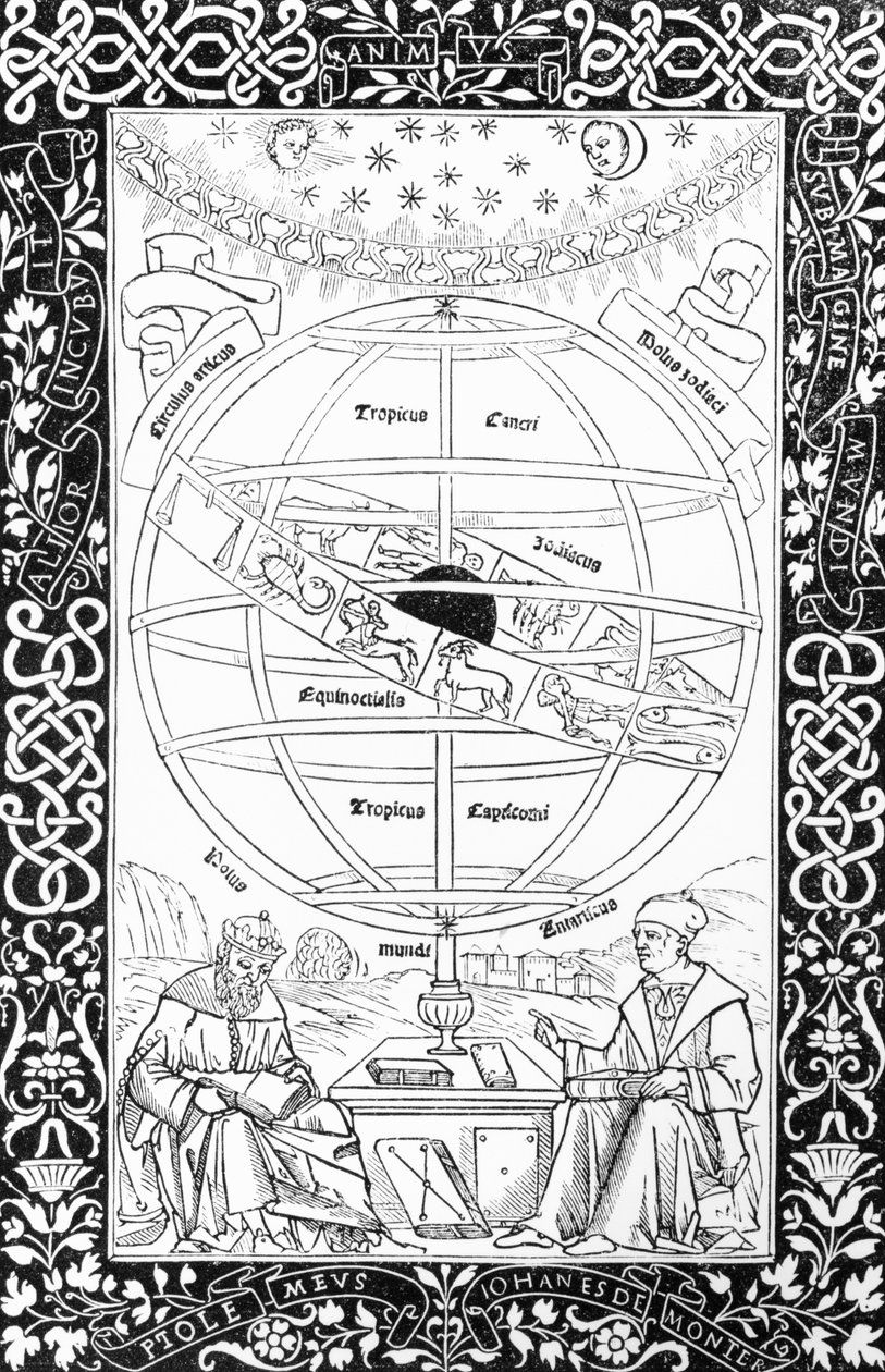 Ptolemaioksen järjestelmä, kuvitus keskiajan ja renessanssin tieteestä ja kirjallisuudesta, kirjoittanut ja kaivertanut Paul Lacroix, 1878 tekijältä English School