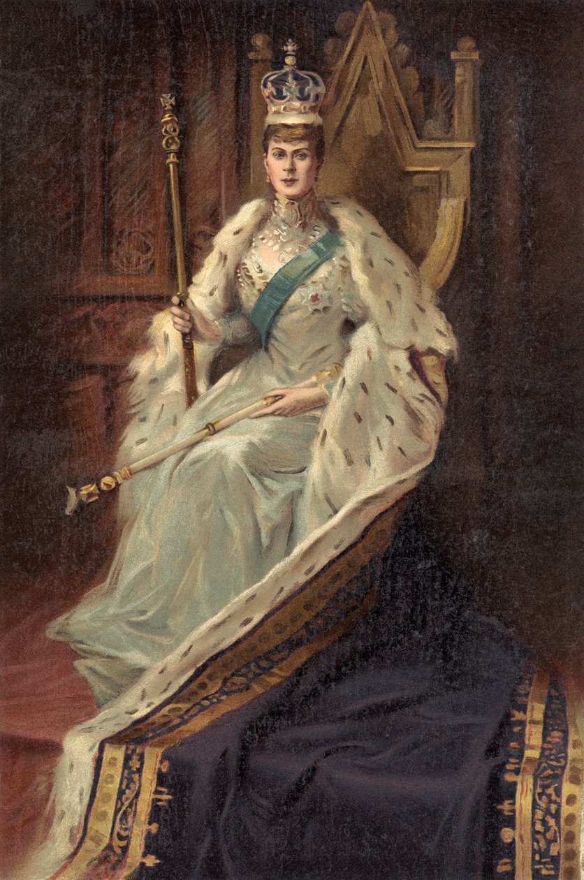Kuningatar Maria, kuningas Yrjö V:n puoliso, The Illustrated London News -lehdestä (painettu). tekijältä English School