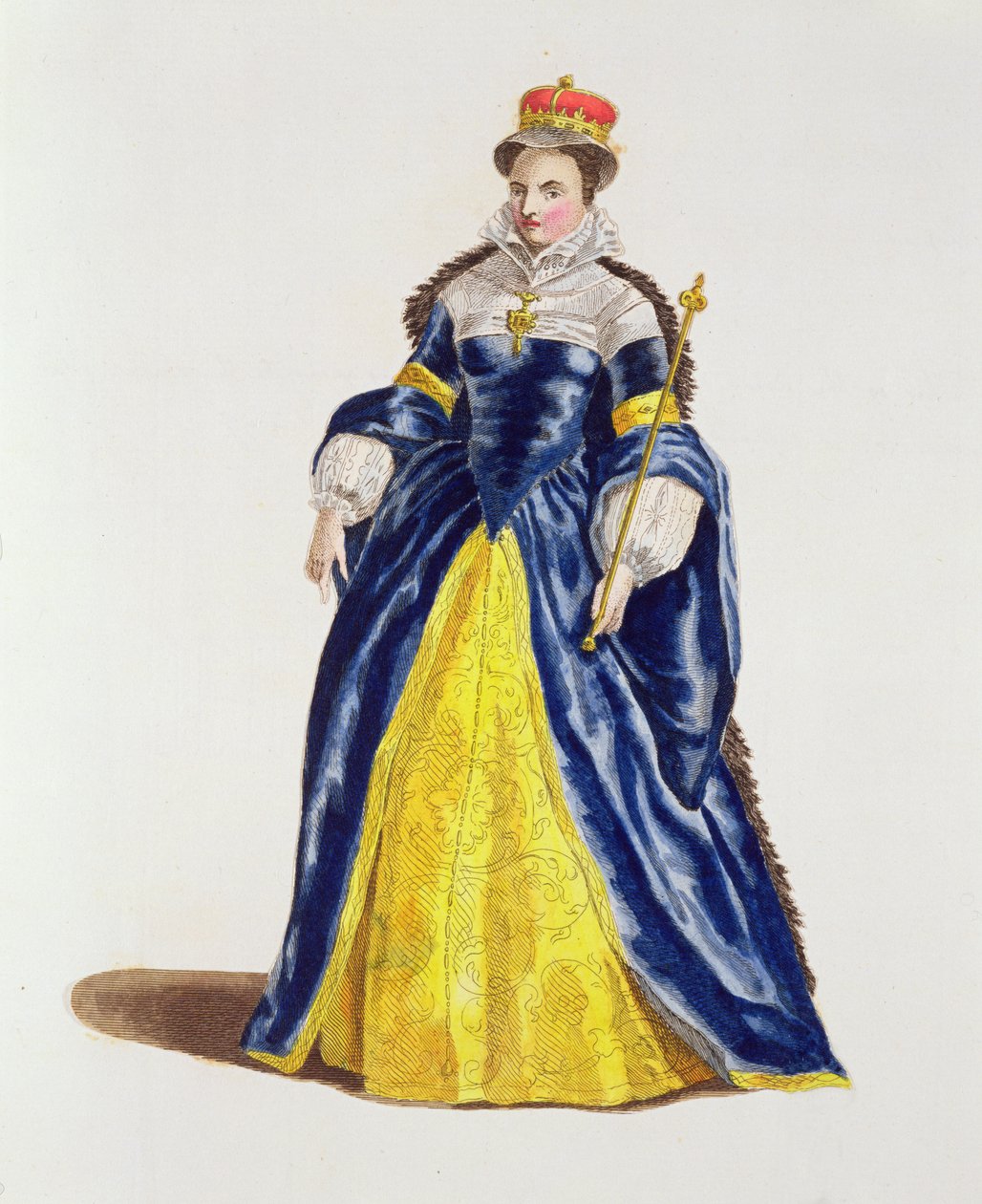 Englannin kuningatar Maria I (1516-58) vuonna 1554 (värillinen kaiverrus) tekijältä English School