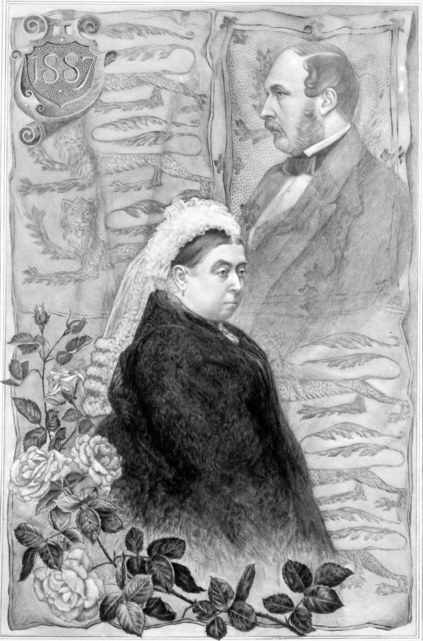 Queen Victorias Golden Jubilee, 1887 (bw-kaiverrus) tekijältä English School