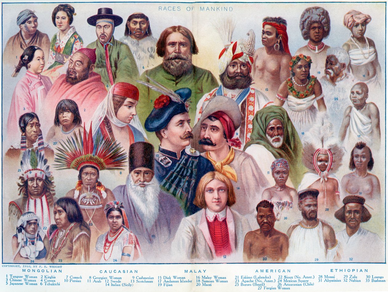 Races of Mankind, British Empire Universities Modern English Illustrated Dictionary, pub.1914 tekijältä English School