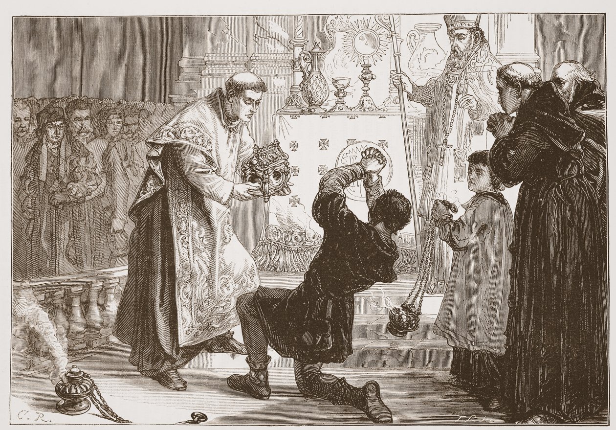 Radziwills Miracle: näennäisen demonin parantaminen, esimerkki James Aitken Wylien (1808-1890) teoksesta The History of Protestantism, pub. 1878 tekijältä English School