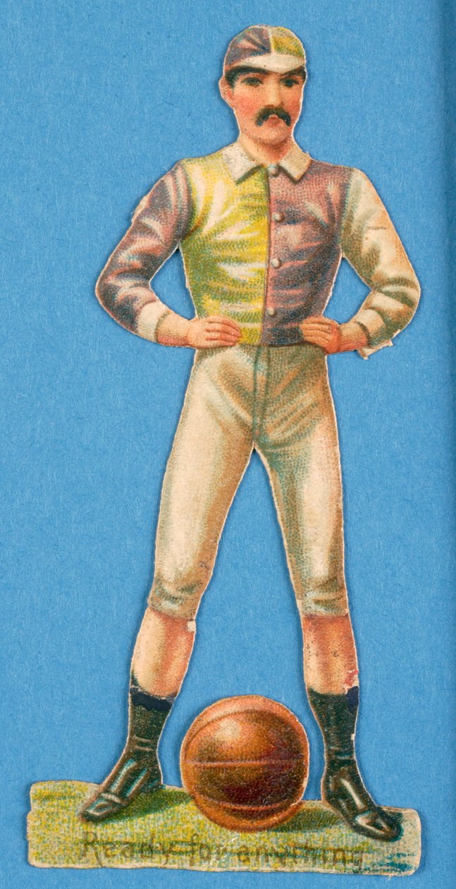 Oletko valmis mihinkään?, leikkaus jalkapalloilijasta, 1880-90-luku tekijältä English School