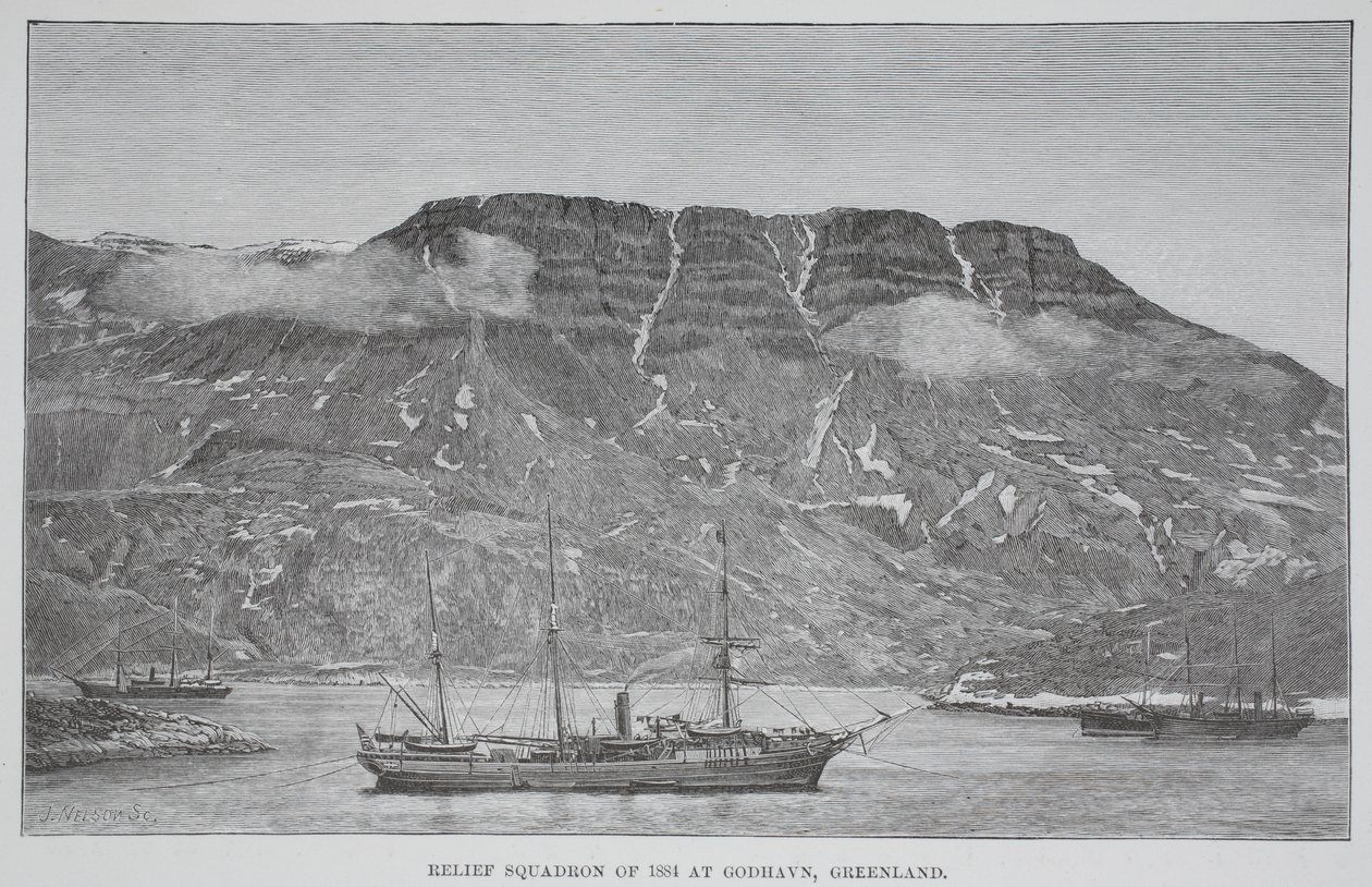 Avustuslentue 1884 Godhavnissa, Grönlannissa, pubi. Lontoo 1886 tekijältä English School