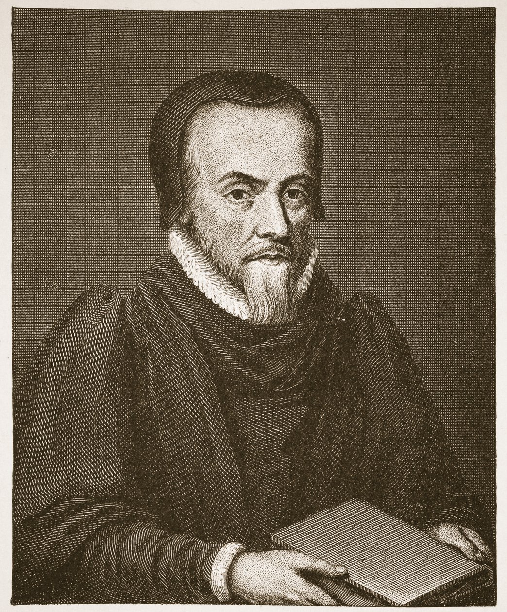 Richard Hooker, kuvitus teoksesta The Church of England: A History for the People, H.D.M. Spence-Jones, pubi. n. 1910 (seepiavalokuva) tekijältä English School