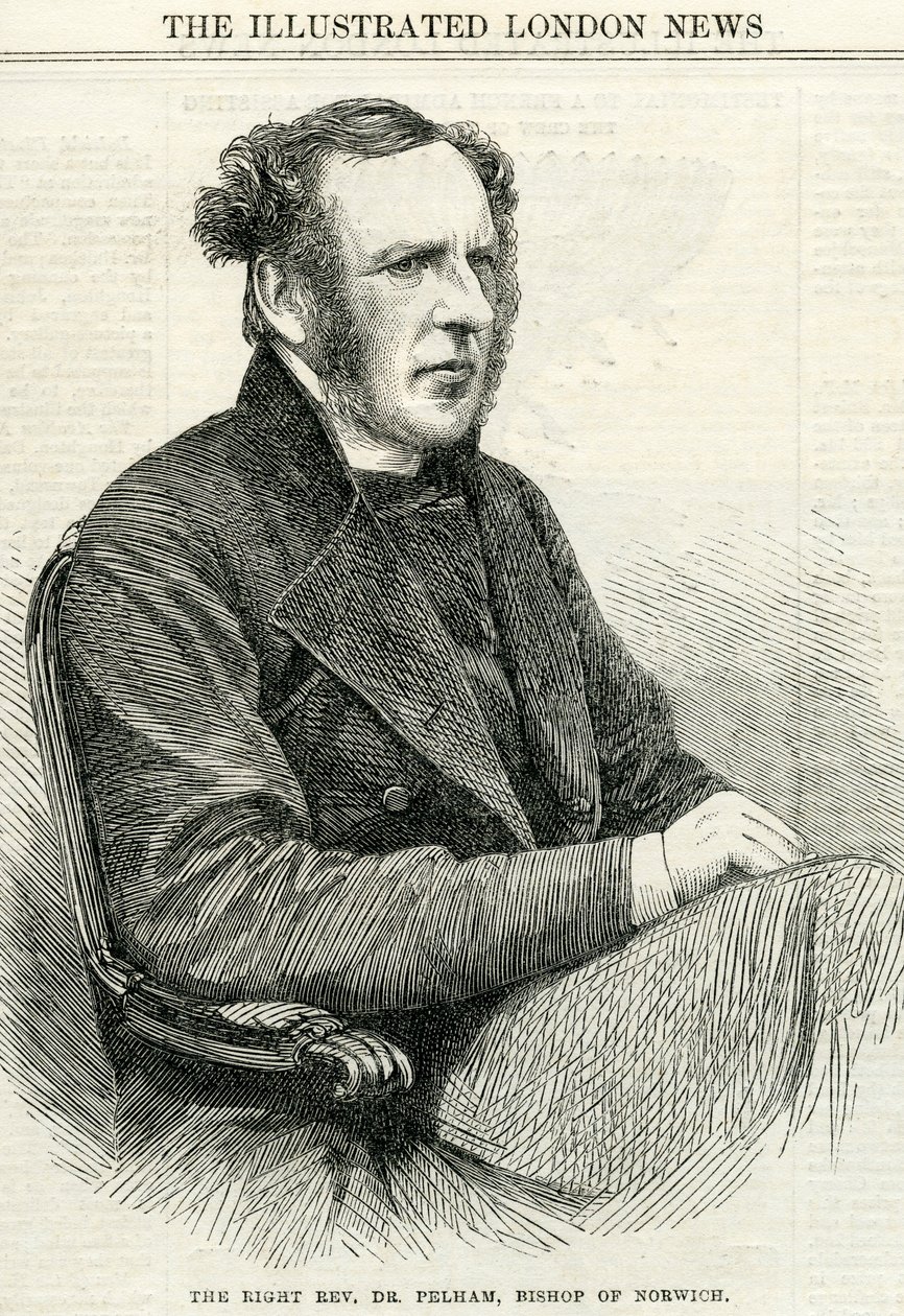 Oikea pastori tohtori Pelham, Norwichin piispa The Illustrated London Newsista 14. lokakuuta 1865 tekijältä English School