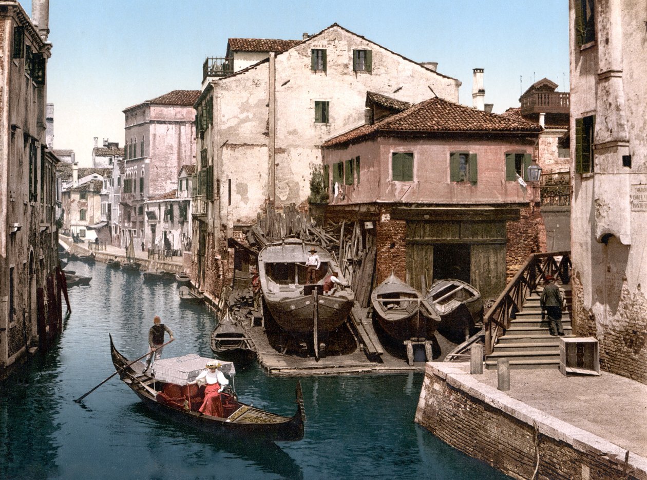 Rio della Botisella, Venetsia (käsin värjätty kuva) tekijältä English School