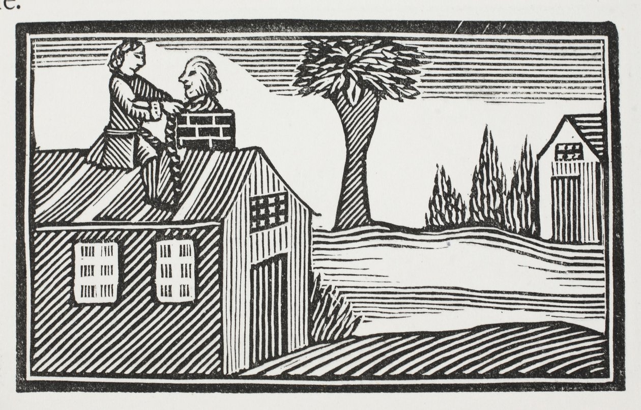 Talon pekonin ryöstäminen, kuvitus John Ashtonin kirjasta Chap-books of the Eighteenth Century, pubi. 1882 tekijältä English School