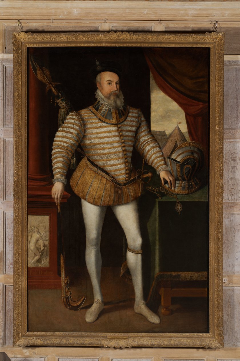 Robert Dudley, Earl of Leicester, n. 1532-1588 (öljy kankaalle) tekijältä English School