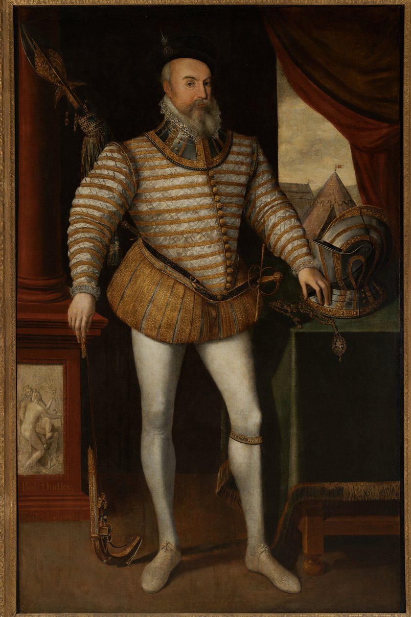 Robert Dudley, Earl of Leicester, n. 1532-1588 (öljy kankaalle) tekijältä English School