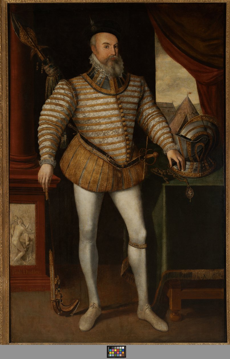 Robert Dudley, Earl of Leicester, n. 1532-1588 (öljy kankaalle) tekijältä English School