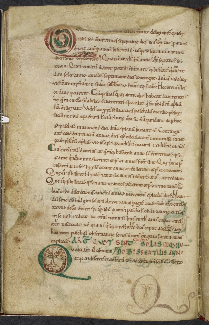 Royal 13. A.XI, f.79v Ihmiskasvot nimikirjaimilla, De temporum ratione, Bede the Venerable (vellum) tekijältä English School