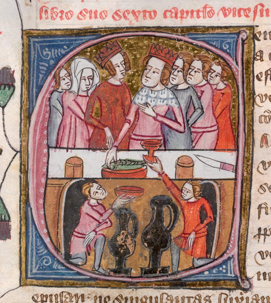 Royal 6 E. VI, f.259v, Kuninkaiden ja kuningattarien juhlat, Omne Bonum tekijältä English School