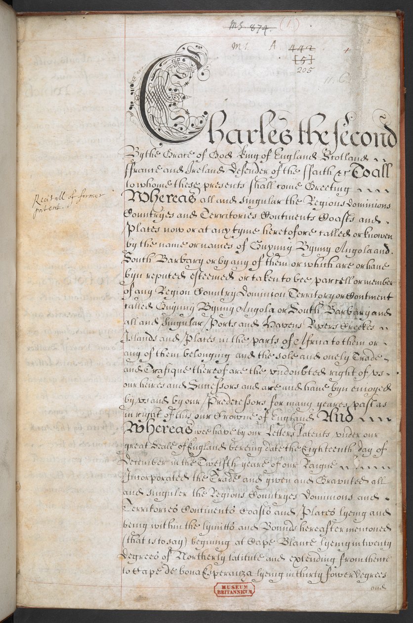 Royal Charter myönnetty Royal English Merchant Adventurers Companylle, joka harjoittaa kauppaa Afrikkaan tekijältä English School