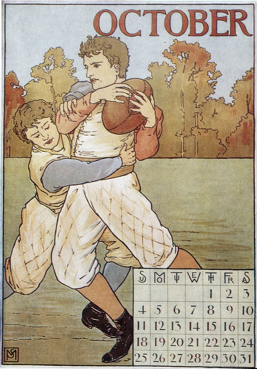Rugbymen - englantilainen kalenteri, v. 1895 tekijältä English School