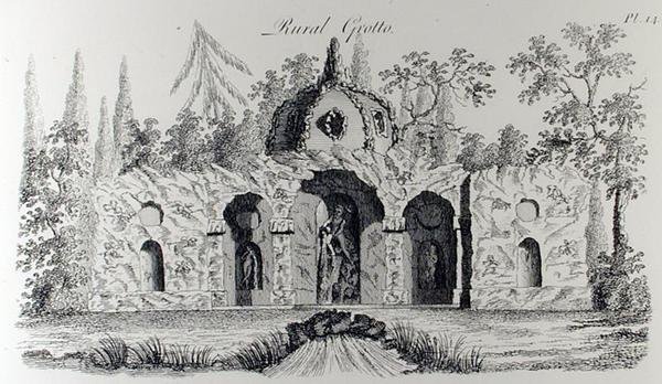 Rural Grotto, julkaisusta "Grotesque Architecture or Rural Amusement", kirjoittanut William Wright, julkaistu n. 1767-1790 (kaiverrus) (m/v kuva) tekijältä English School