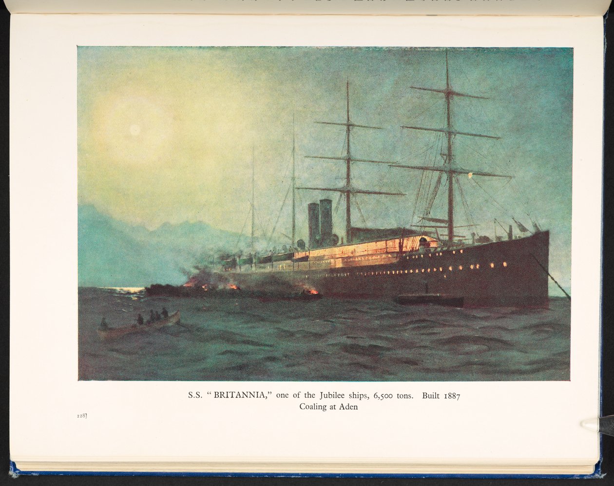 S. S. "Britannia", yksi Jubilee-aluksista, 6 500 tonnia, Rakennettu 1887 Adenissa, P&O:n satavuotinen historia, Peninsular and Oriental Steam Navigation Company tekijältä English School