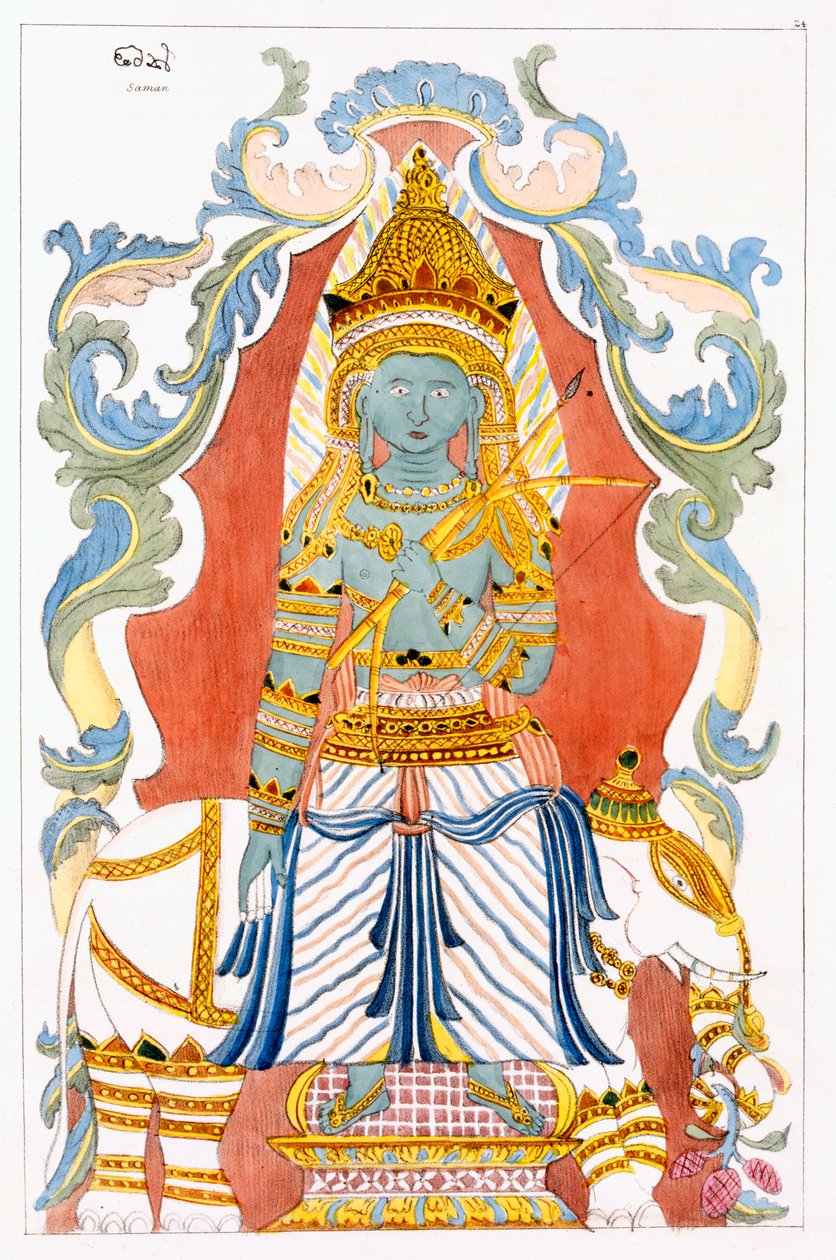 Saman Dewa Raja, Neljän kukkulan vartija, Edward Uphamin teoksesta Buddhalaisuuden historia ja oppi, 1829 tekijältä English School